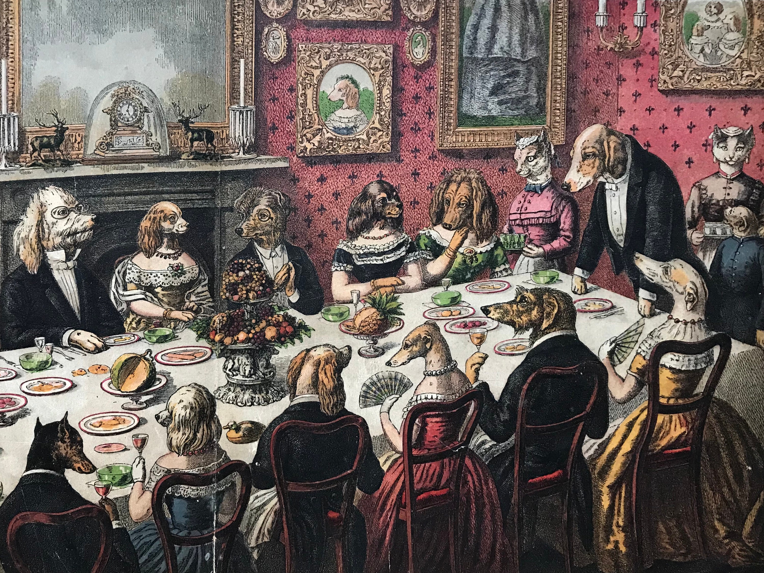 The Dogs' Dinner Party, the White Cat, the Little Dog Trusty and My Mother.  Published by George Routledge in 1870. 27 X 23 Cms. - Etsy