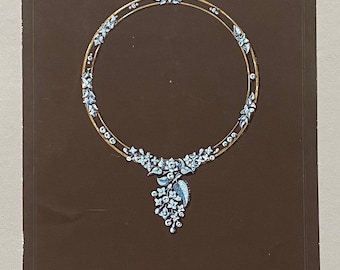 An Original Antique Hand Painted Design For a Necklace. Marked ‘Eflebore’, New York’. Circa 1920s. Size: 23.5 x 31 cms.