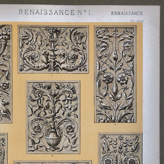 Renaissance Ornament. Nos. 1, 2, 3, 8 and 9. Five Antique Plates