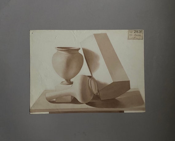 A Original Still Life Study in Pencil and Watercolour Paint.  A London Art School Piece. Late 19th century. Size: 46 x 33.5 cms.