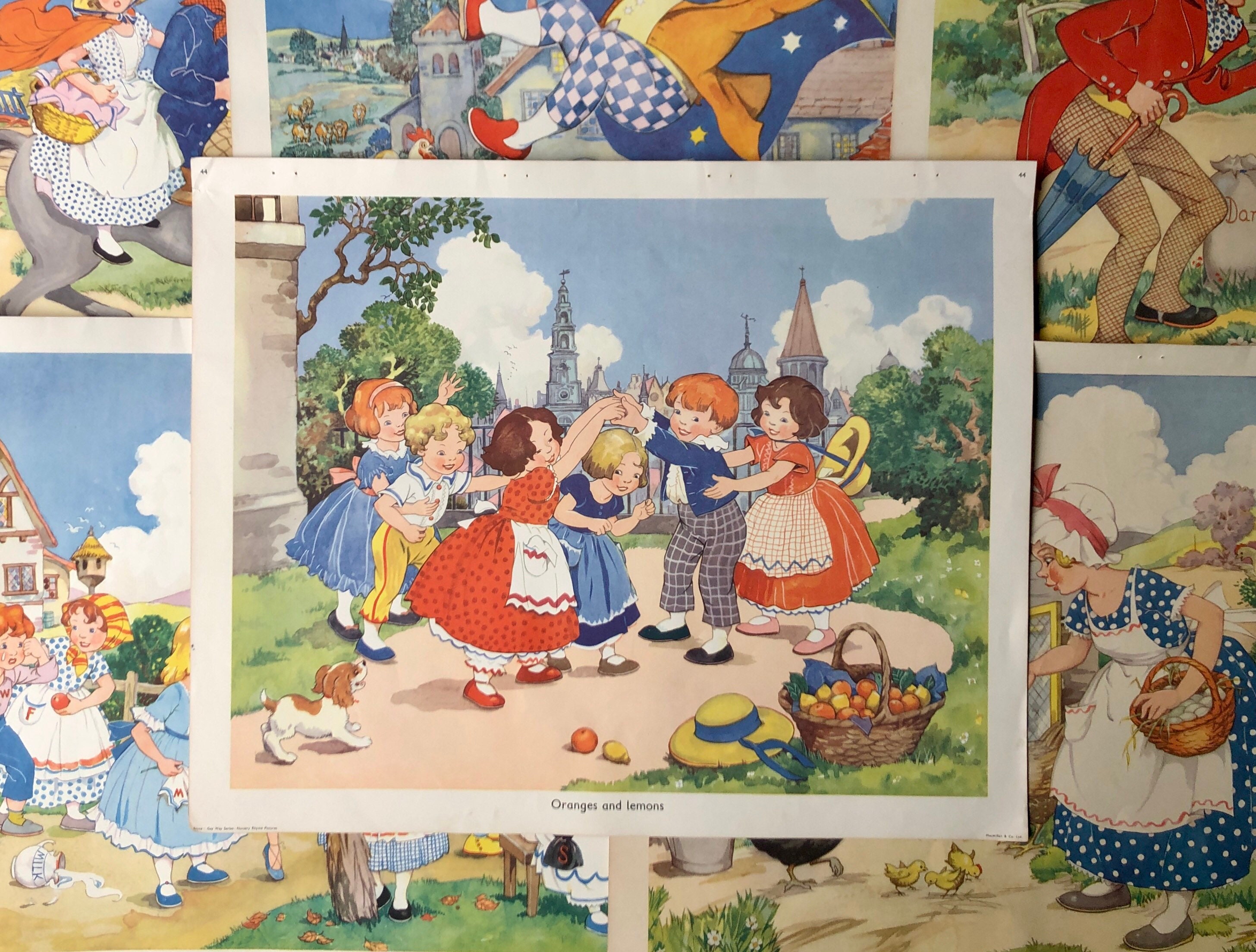 A Collection of 20 Poster Sized Nursery Rhyme Pictures by Boyce