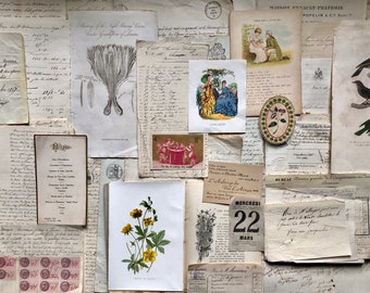 A Generous Quantity of Antique French Papers, Cards and Engravings. 1800’s and 1900’s. For collage and decorative purposes.