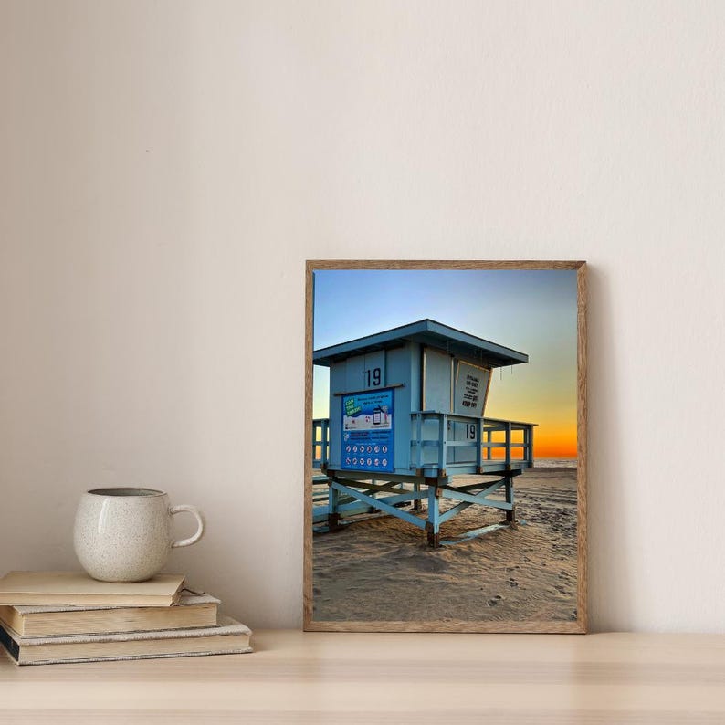 Hermosa Beach Lifeguard Tower Print / California Sunset Wall Art ...