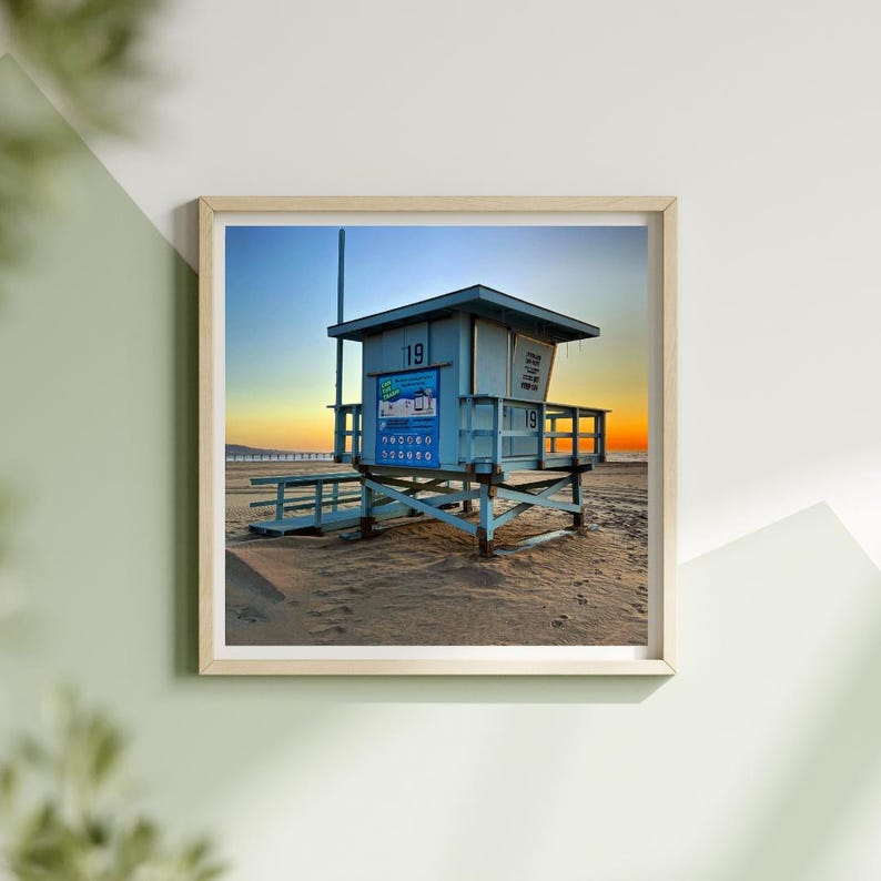 Hermosa Beach Lifeguard Tower Print / California Sunset Wall Art ...