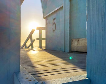 5th Street Lifeguard Tower Print / Hermosa Beach Sunset Art / California Golden Hour Photography / Pastel Beach Decor / SoCal Coastal Art