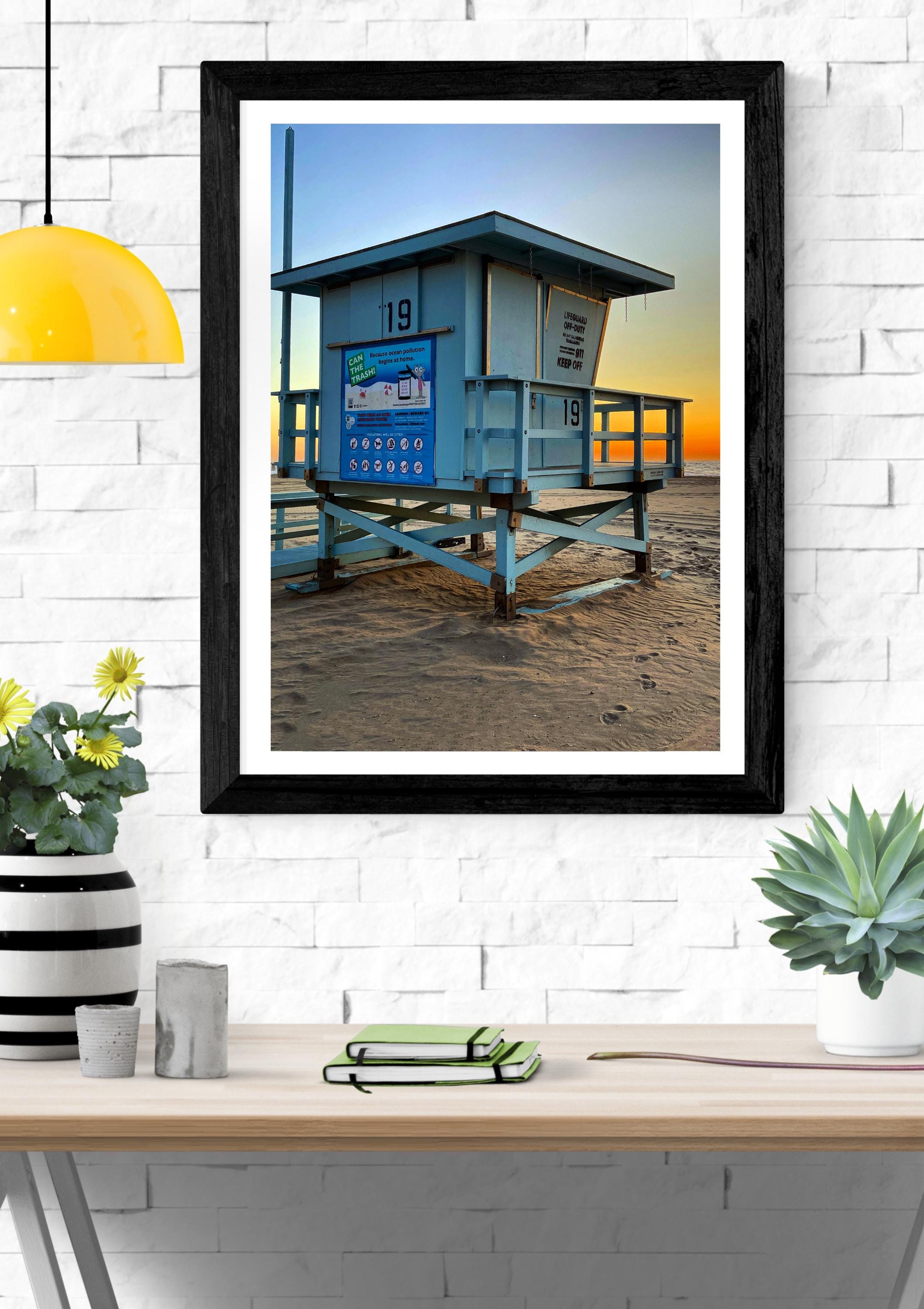 Hermosa Beach Lifeguard Tower Print / California Sunset Wall Art ...