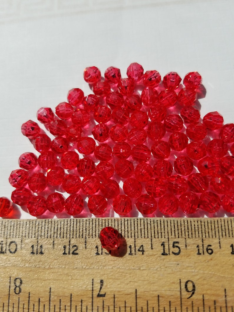 Ruby Red Round Beads for Jewelry Making ~ 4mm ~ 84 pcs ~ Vertical Drill hole~Plastic~ DIY Crafting and Jewelry