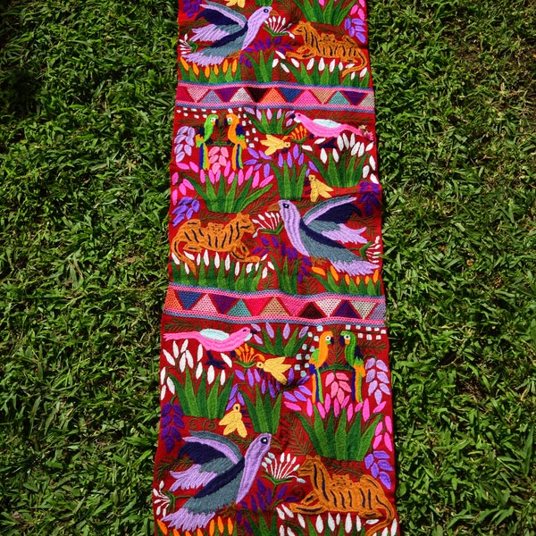 Mexicaanse Tafelloper I hand geborduurd I Animal borduurwerk I natuurlijke katoen I Chiapas kunst I