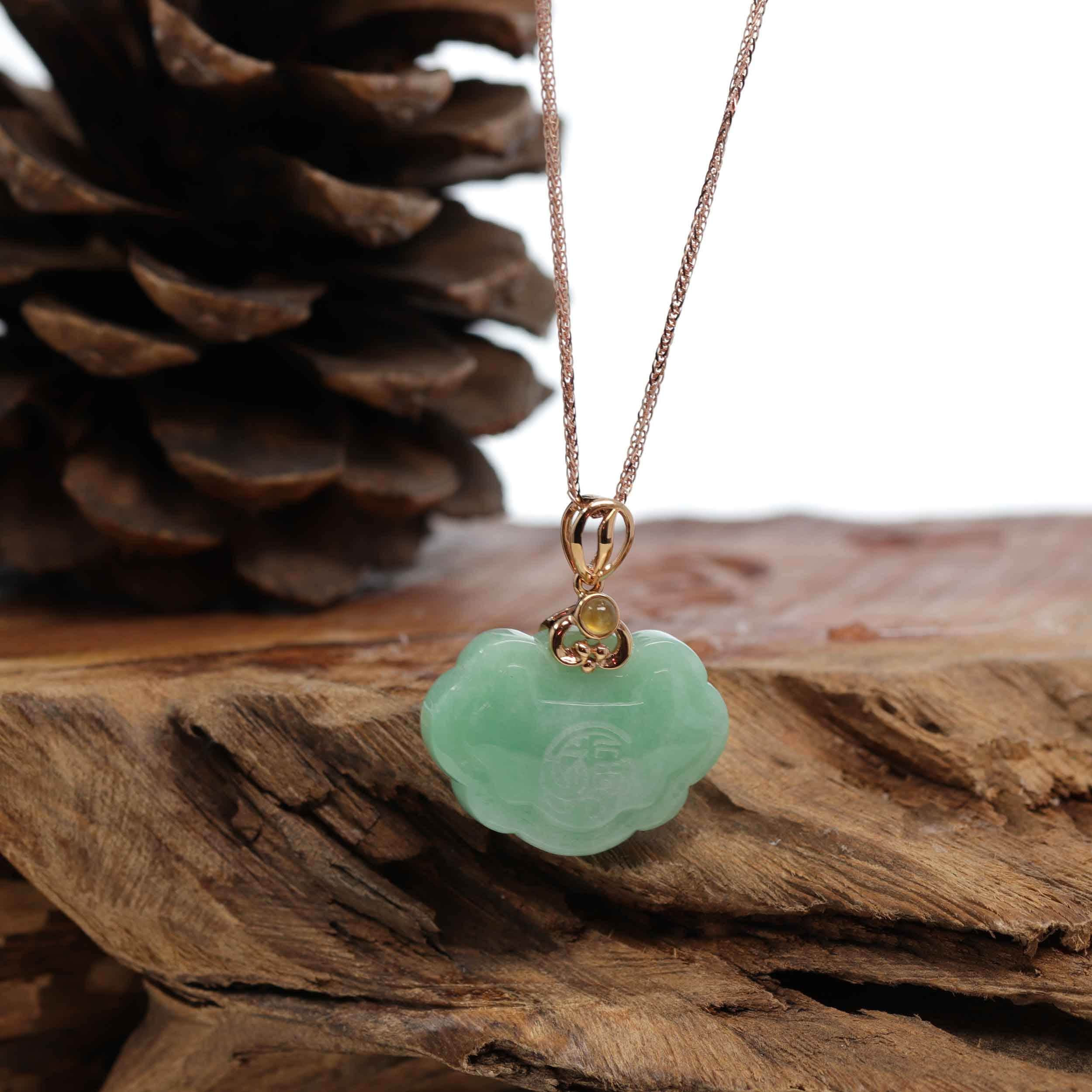 18k Rose Gold Ice Lavender Jadeite Jade Happiness Pendant - Etsy ...