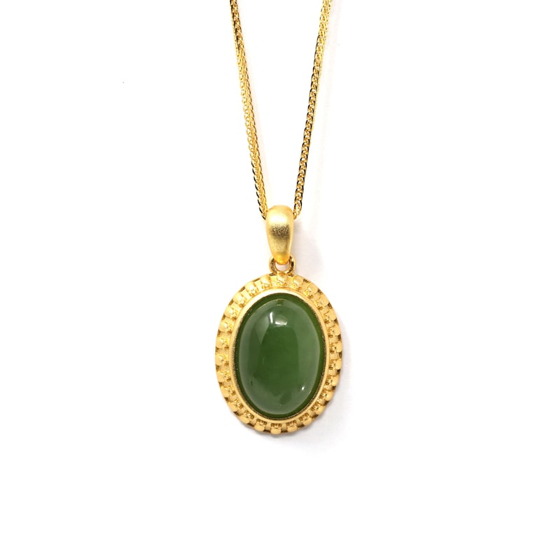 Love Jade Jewelry Gift For Her Antique Style Gift For Birthday Sterling Silver Nephrite Green Jade Classic Pendant Necklace