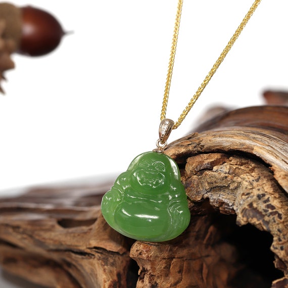 Jade Jewelry Buddha Pendant Necklace Shiny - Temu