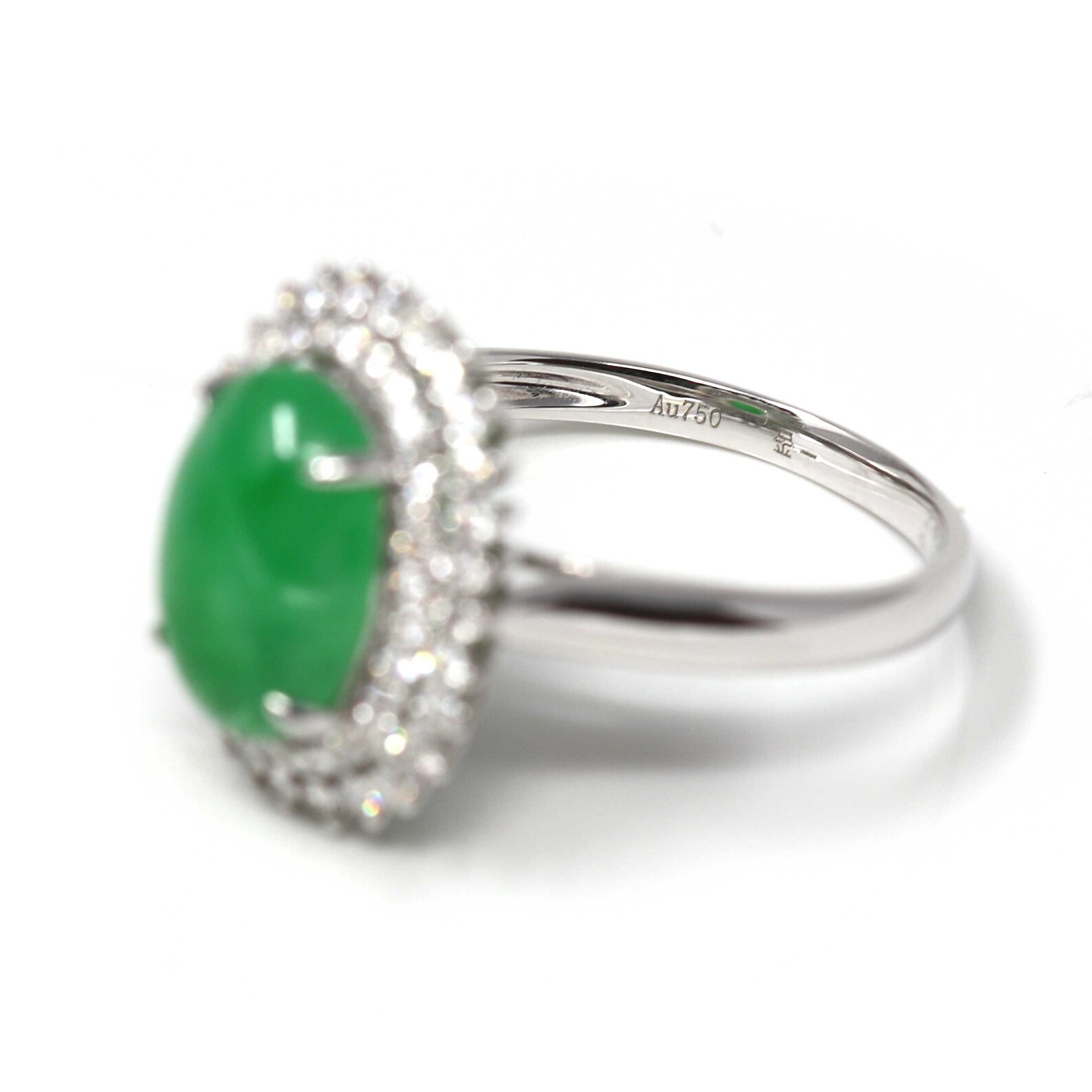Imperial Jadeite Jade Engagement Ring 18k White Gold With Etsy