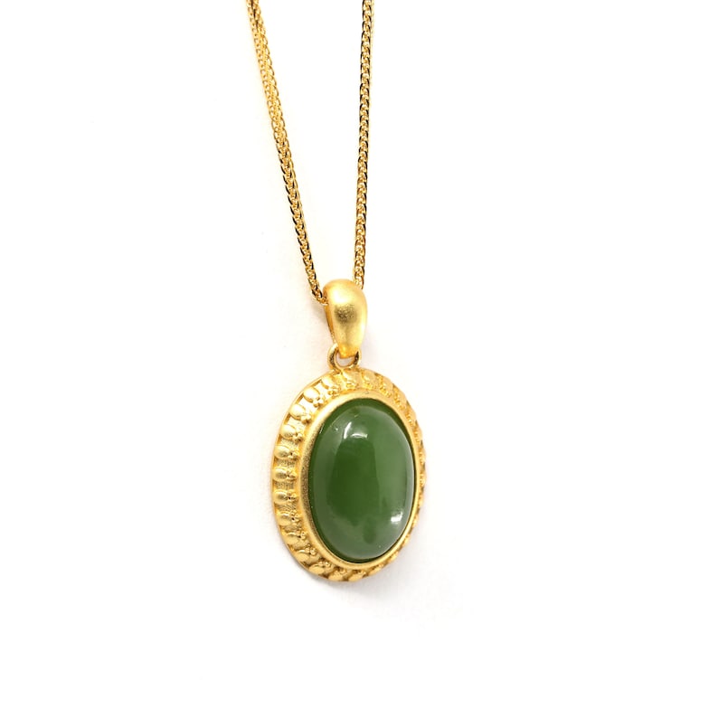 Love Jade Jewelry Gift For Her Antique Style Gift For Birthday Sterling Silver Nephrite Green Jade Classic Pendant Necklace