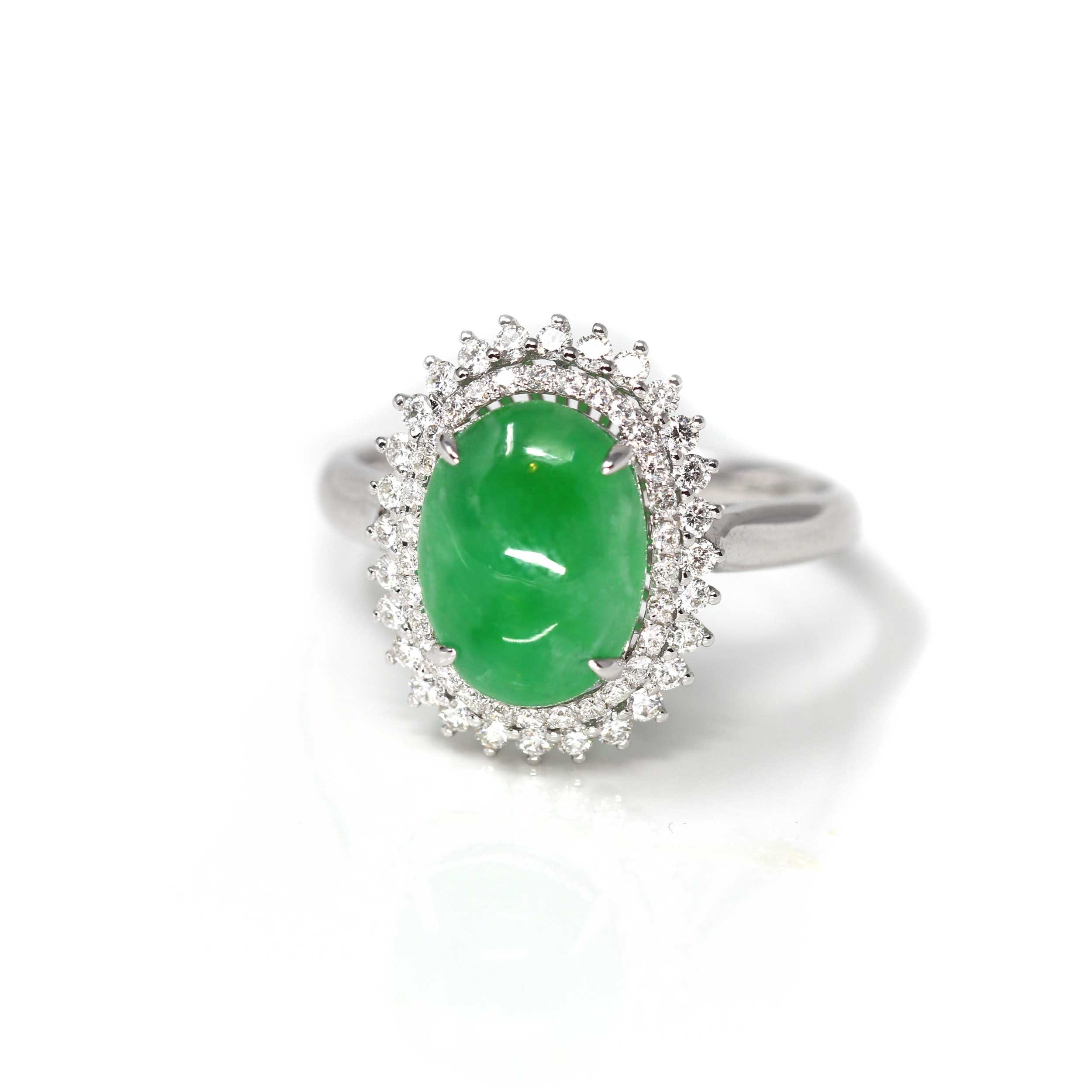 Imperial Jadeite Jade Engagement Ring 18k White Gold With Etsy