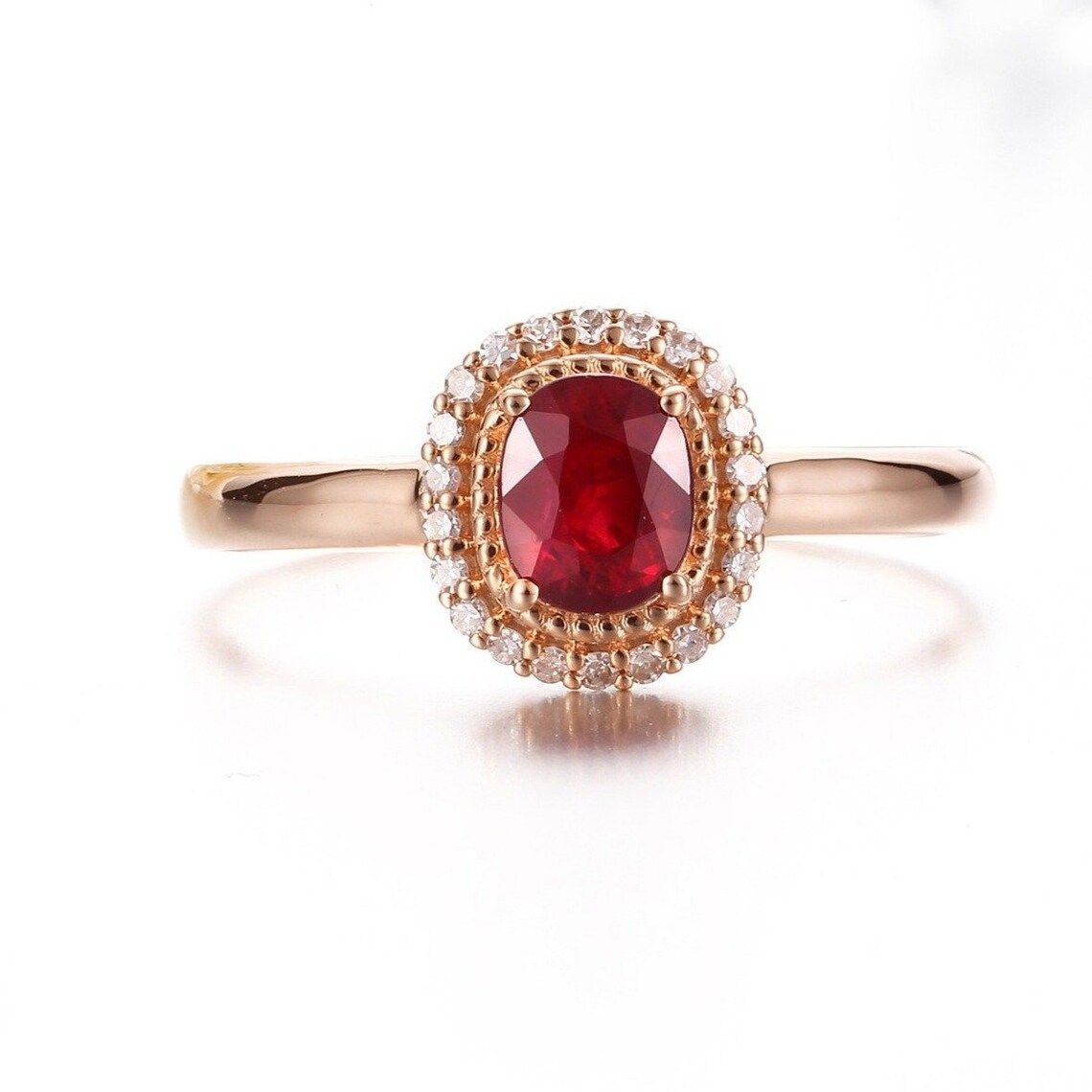 18k Rose Gold & Natural Ruby Ring 0.52 ct with Diamonds | Etsy