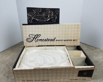 Vintage Snack Master Homestead Set Federal Glass