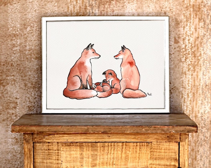 Print fox family