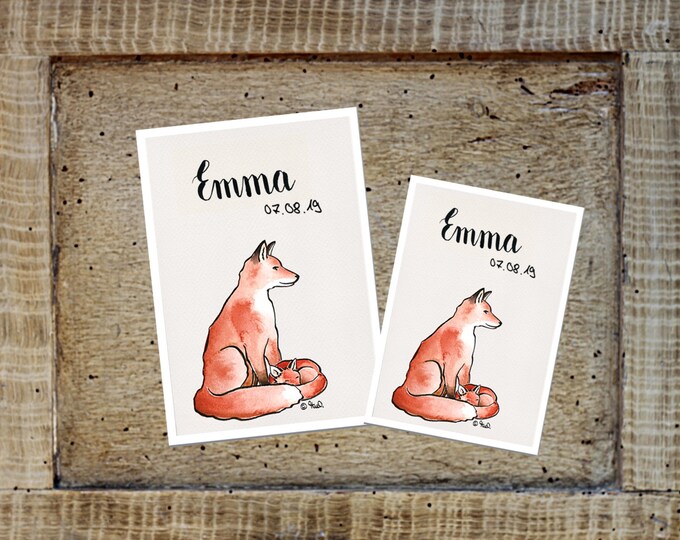 U-booklet/travel/vaccination card cover fox papa with child
