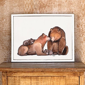 Print bear family with 1 - 6 children