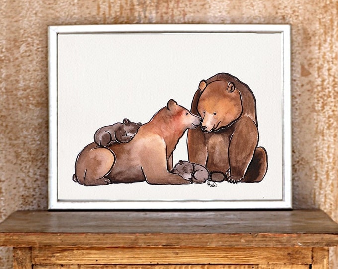 Print bear family with 1 - 6 children