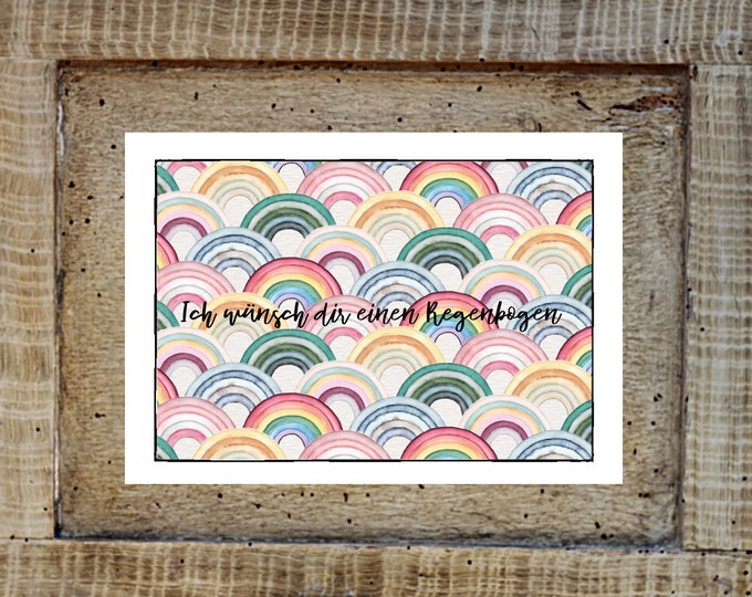 Postcard - I wish you a rainbow - colourful