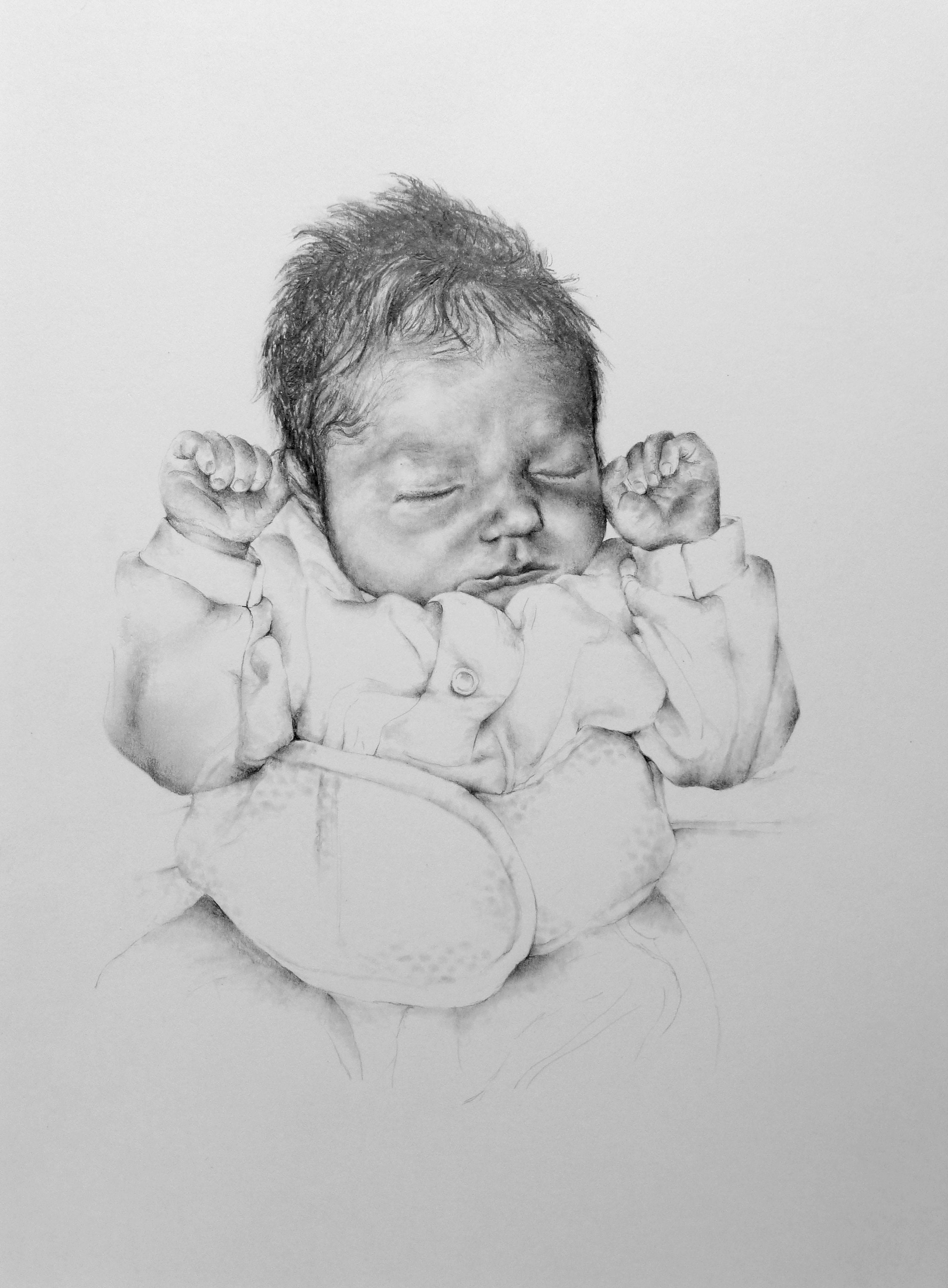 Buy Newborn Baby Portrait Pencil Drawing Customised and Online in India   Etsy
