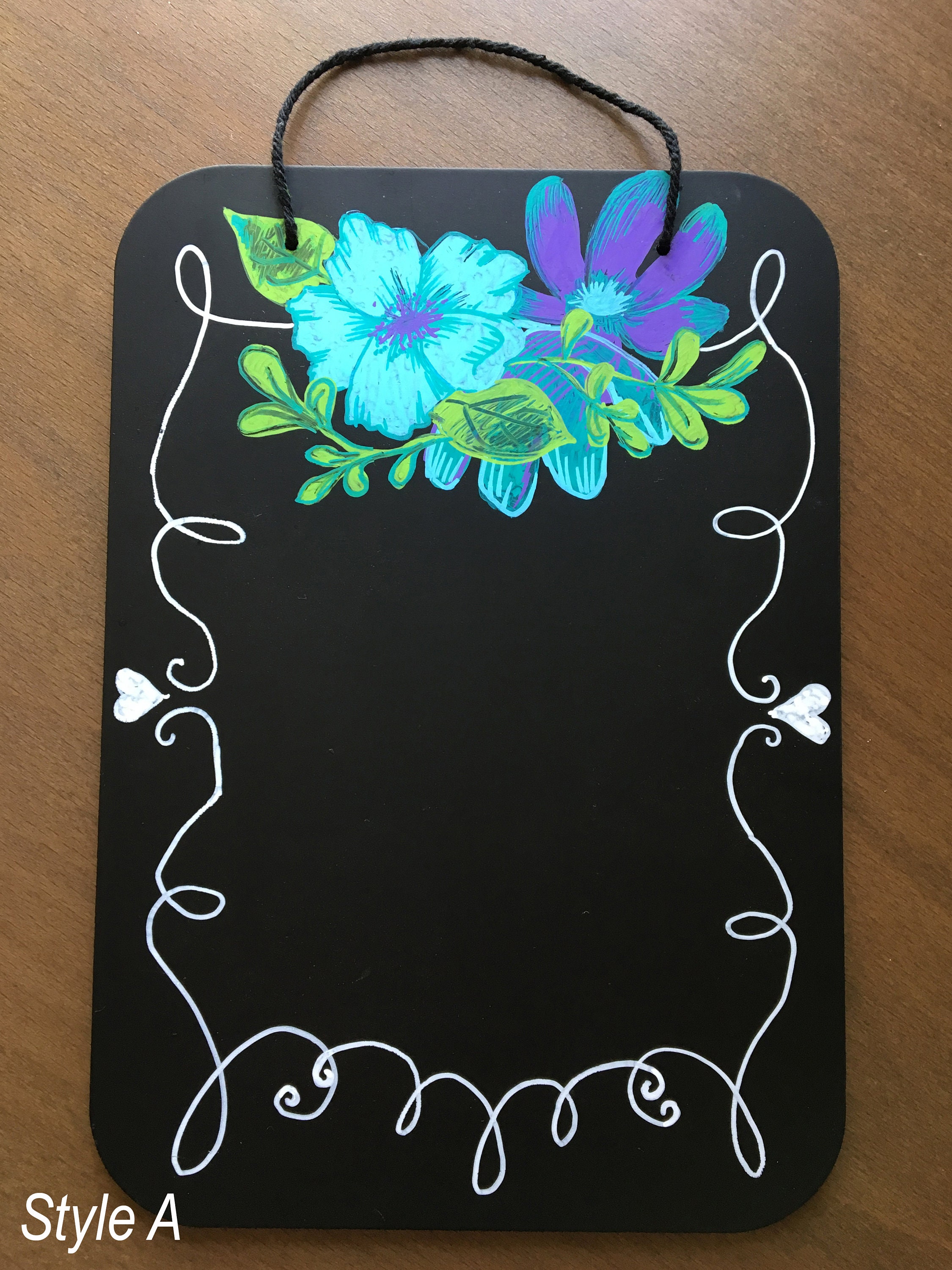 Floral Border Real Chalkboard Hand Painted Sign Etsy