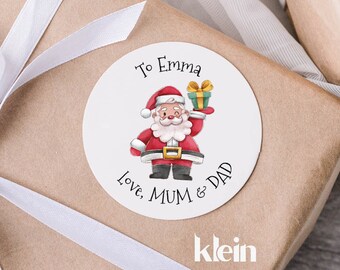 Personalized Santa Christmas Gift Stickers, Holiday Labels