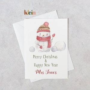 Cartão de Natal para Professor, Cartão Personalizado para Professor, Cartão de Natal para Professor, Presentes de Natal personalizados para professores