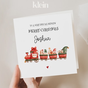 Personalized Christmas Card for Nephew, Train Design
