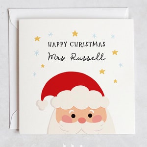 Lehrer Weihnachtskarte, personalisierte Karte für Lehrer, für meine Lehrerin, personalisierte Lehrer Weihnachtsgeschenke, Santa Lehrerkarte