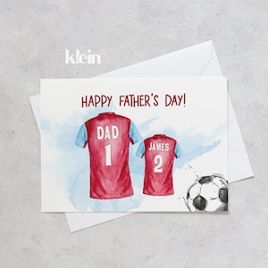 Carte personnalisée de fête des pères de style West Ham United, cadeau de fête des pères de football FC pour papa, grand-père, carte de fête des pères