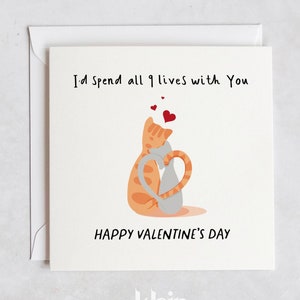 Cartes Chats Neuf vies | Jolies cartes de voeux d'amour et d'anniversaire pour les amoureux des chats | Cartes de Saint-Valentin avec d'adorables chatons