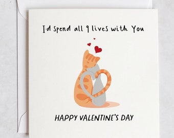 Nine Lives Cat Valentine's Day Card | Anniversary Card
