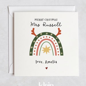 Kerstkaart voor leraar, gepersonaliseerde kaart voor leraar, aan mijn leraar, gepersonaliseerde kerstcadeaus voor leraar