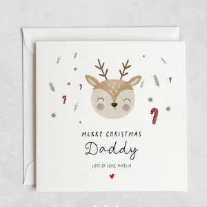 Cartão de Natal fofo personalizado para o papai | 1º cartão de Natal das crianças | Cartão de rena adorável