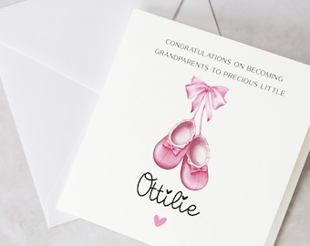 New Granddaughter Card, Congratulations Grandparents, Pink Shoes