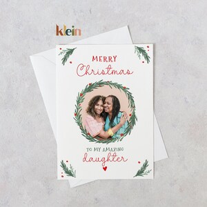 Buon Natale alla mia fantastica figlia, cartolina di buon Natale per la figlia, cartolina di Natale con foto personalizzata, cartolina di Natale per figlia