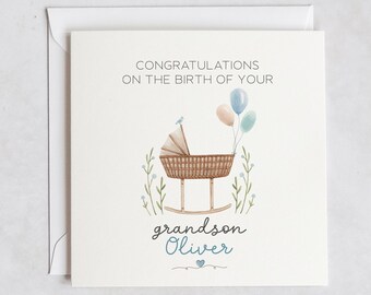 New Grandparents Card | Personalised Grandson Card | Congratulations on Your Grandson Card