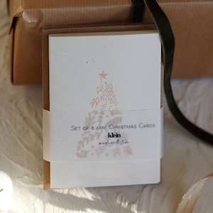 Set van 6 mini-kerstkaarten, kerstkaartenpakket, set kleine mini-kerstkaarten, gouden kerst