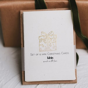 Set von 6 Mini-Weihnachtskarten, Weihnachtskarten-Pack, Set von kleinen Mini-Weihnachtskarten, Gold Weihnachten