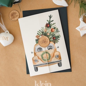 Luxus Weihnachtskarte, Weihnachtswachs Siegel Karte, Gatefold Weihnachtskarte, Ungewöhnliche Weihnachtskarte