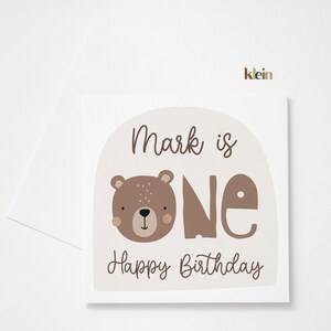 Carte personnalisée de 1er anniversaire, Carte de 1er anniversaire de garçon, Carte de joyeux premier anniversaire, Carte de 1er anniversaire d’ours