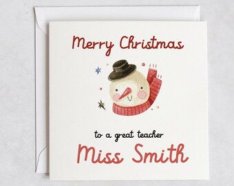 Christmas Card for Teacher, Personalised Card for Teacher, Teacher Christmas Card, Personalised teacher Christmas gifts, Christmas Card