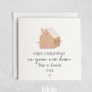 Eerste kerst in uw nieuwe huiskaart, nieuwe huiskerstkaart, nieuwe huiskaart voor koppel, kerstkaart voor nieuw huis