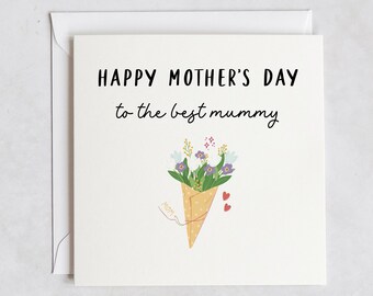 Happy Mothers Day Card, The Best Mum Mothers Day Card, Flowers Mother's Day Card, Card For Grandma, Special Card For Mothers Day