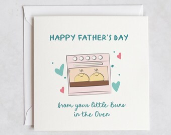 Personalized First Father's Day Card, Buns in Oven Design