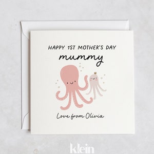 Tarjeta personalizada del primer día de la madre feliz, 1ª tarjeta del día de la madre, te amo mamá, mamá, mami, mamá