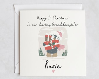 Granddaughter 1st Christmas Card, Personalized Girl Christmas