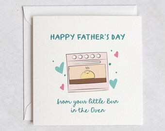 Personalized First Father's Day Card, Bun In The Oven Design
